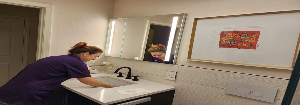 My Maids staff cleaning a sink